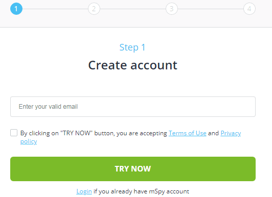 mSpy-create account